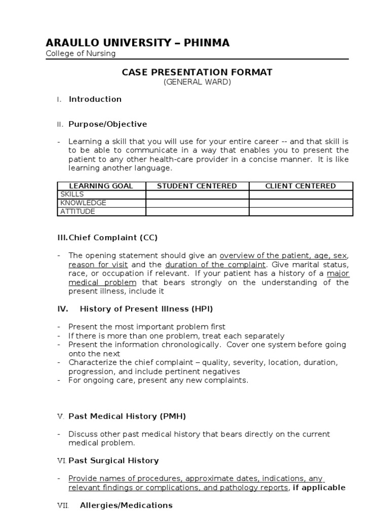 General Ward Sample Case Pres – Docshare.tips Intended For History Of Present Illness Template