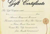 Gift Certificate Massage Template | Certificatetemplategift with Massage Gift Certificate Template Free Printable