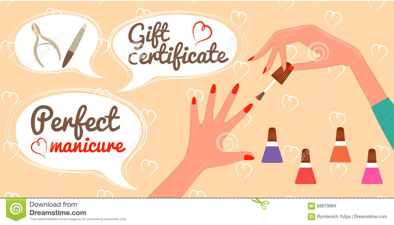 Gift Certificate Perfect Manicure Nail Salon Stock Vector With Regard To Nail Gift Certificate Template Free
