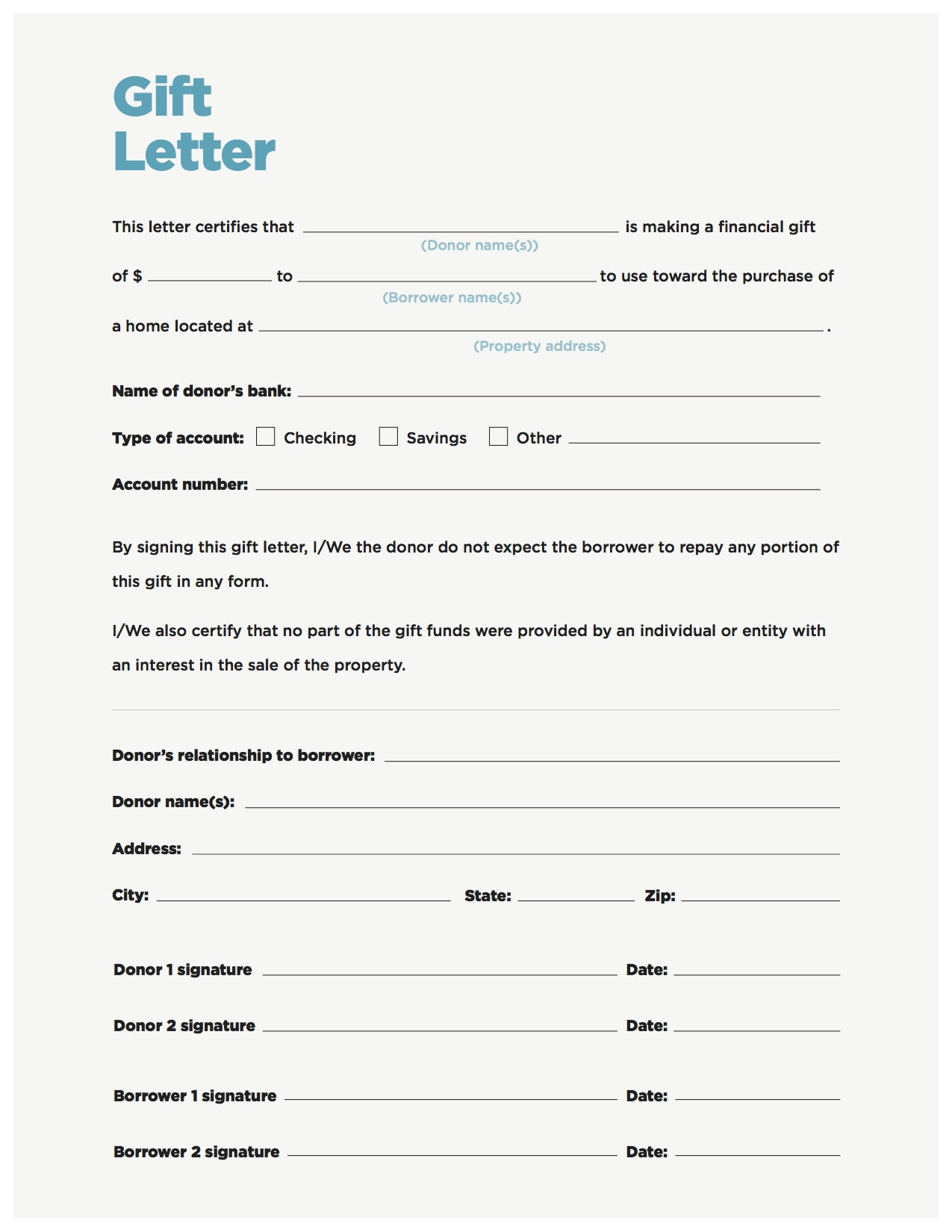 Gift Money Can Meet Your Down Payment Needs – Nerdwallet For Mortgage Gift Letter Template