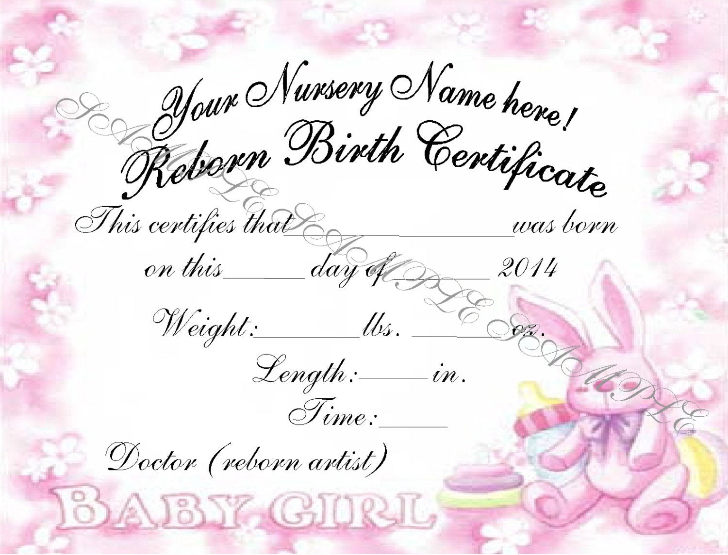 Girl Birth Certificate Template – Colona.rsd7 For Girl Birth Certificate Template