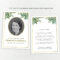 Gold Greenery Poem Or Prayer Photo Memorial Card Template With Memorial Cards For Funeral Template Free