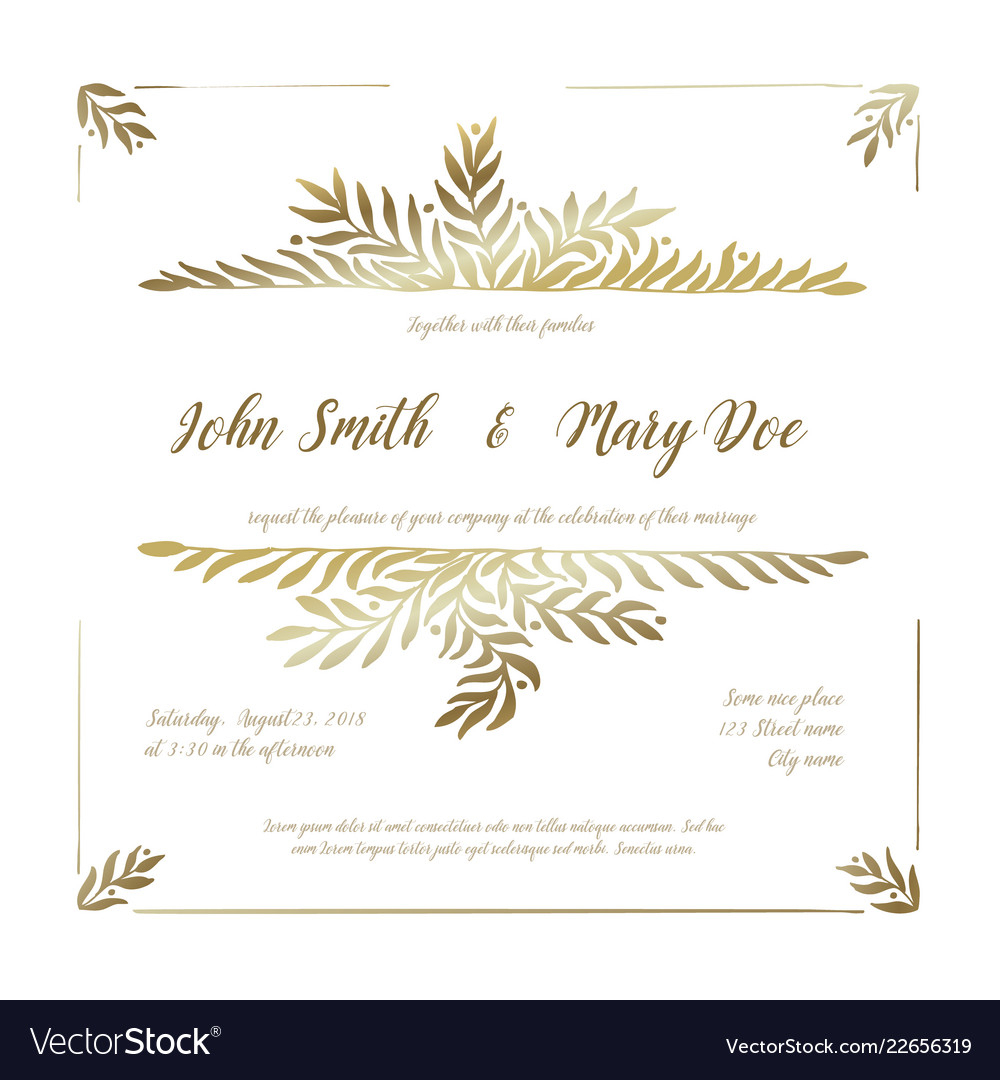 Golden Wedding Invitation Card Template Throughout Invitation Cards Templates For Marriage