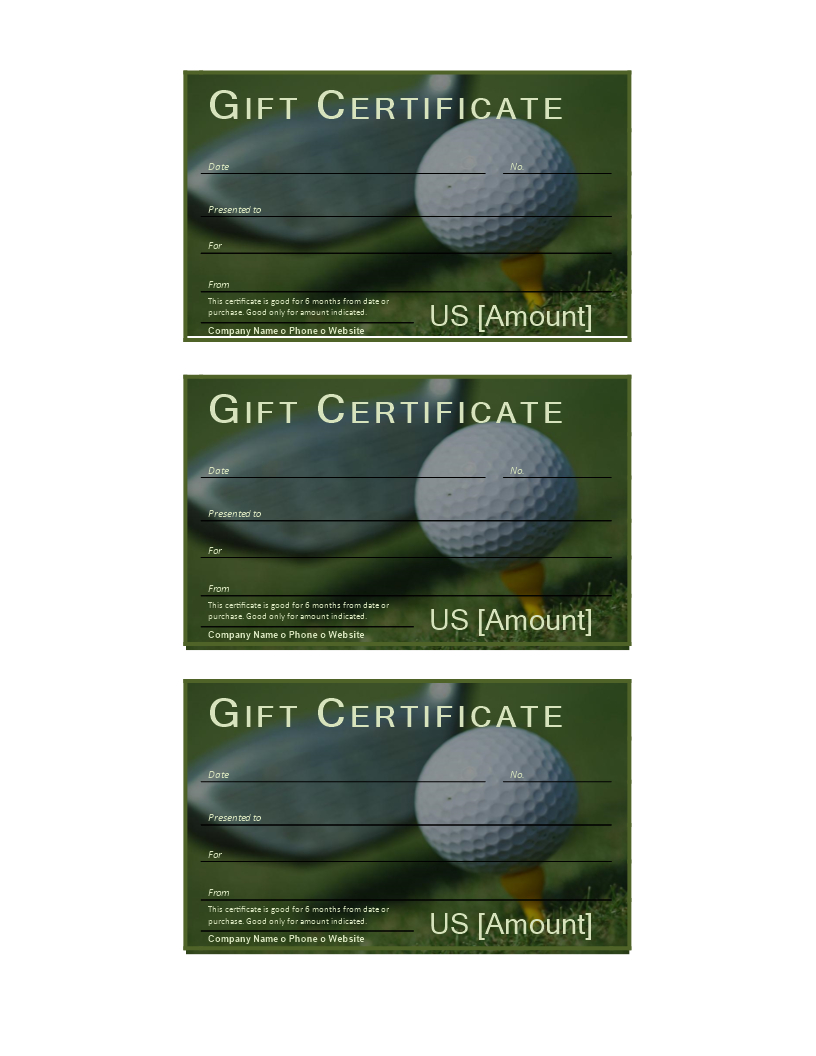 Golf Gift Certificate | Templates At Allbusinesstemplates Inside Golf Gift Certificate Template
