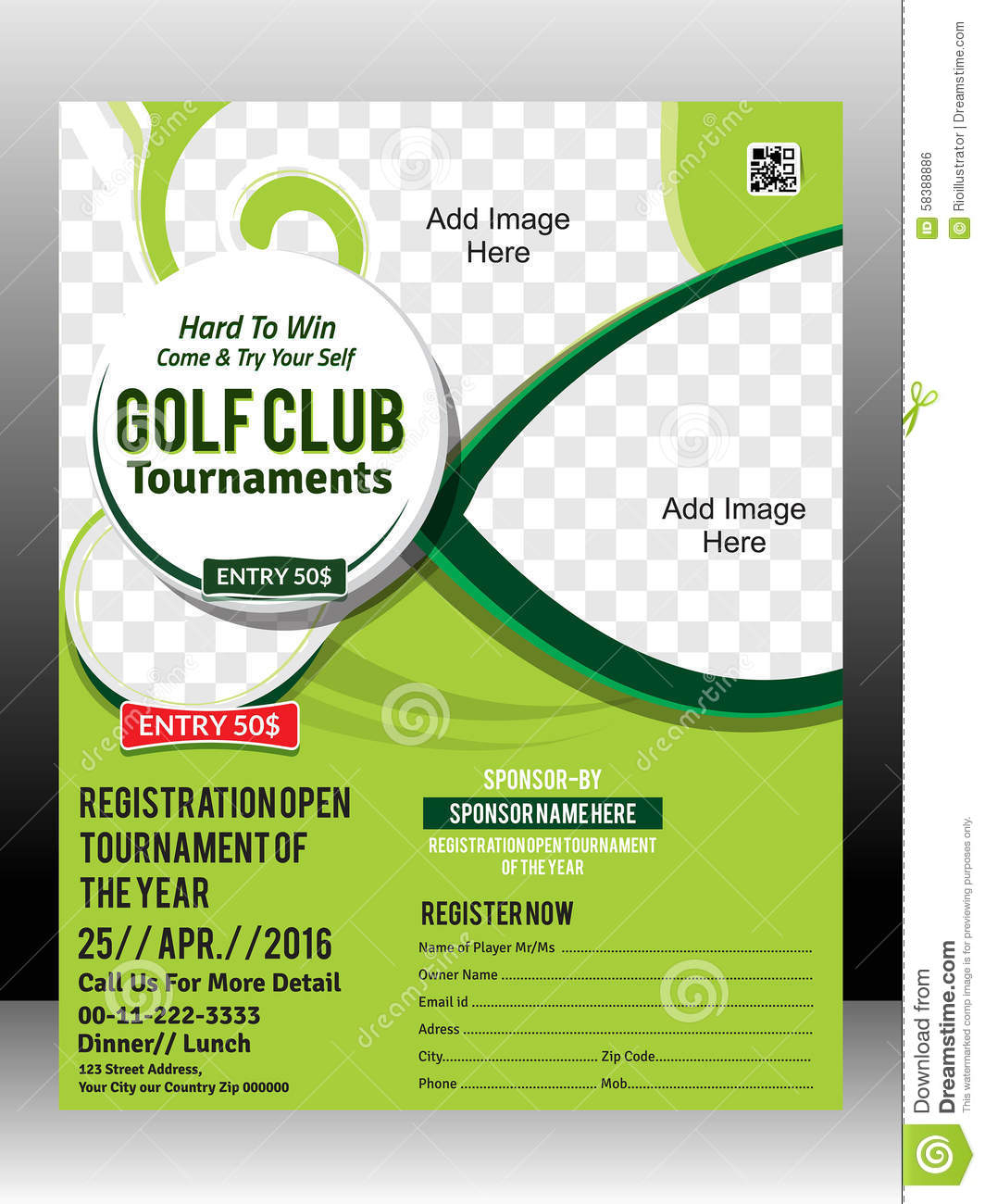 Golf Tournament Flyer Template Design Illustration Stock Inside Golf Outing Flyer Template