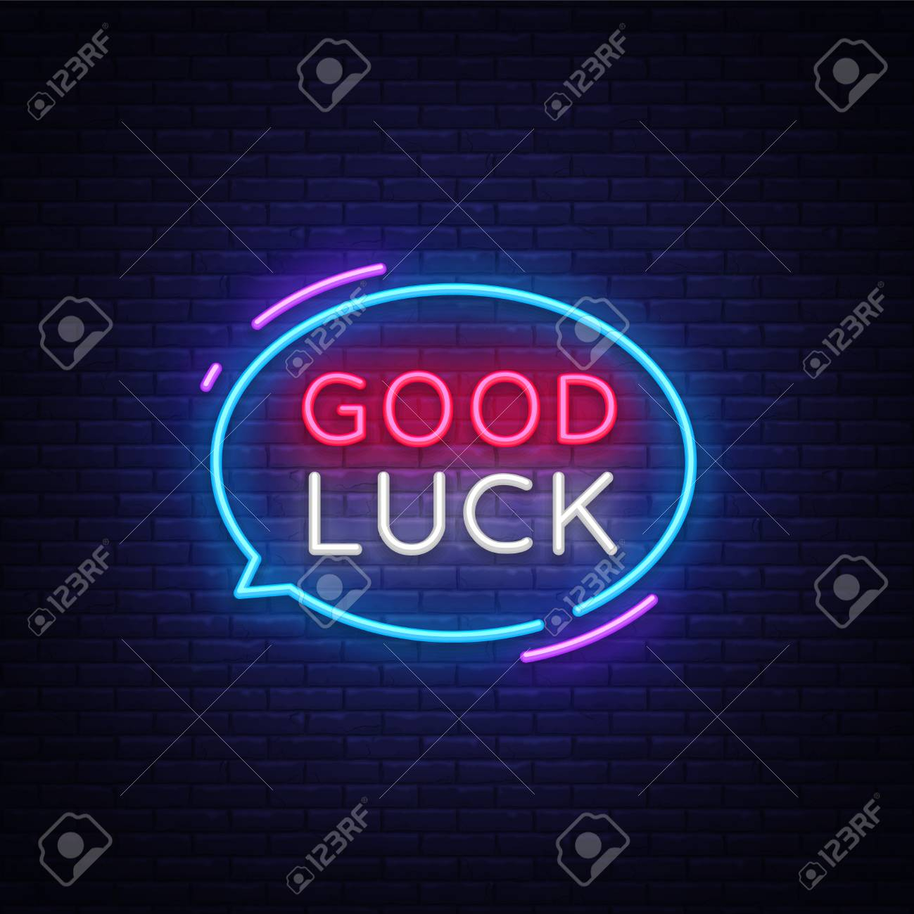 Good Luck Neon Text Vector. Good Luck Neon Sign, Design Template,.. With Regard To Good Luck Banner Template