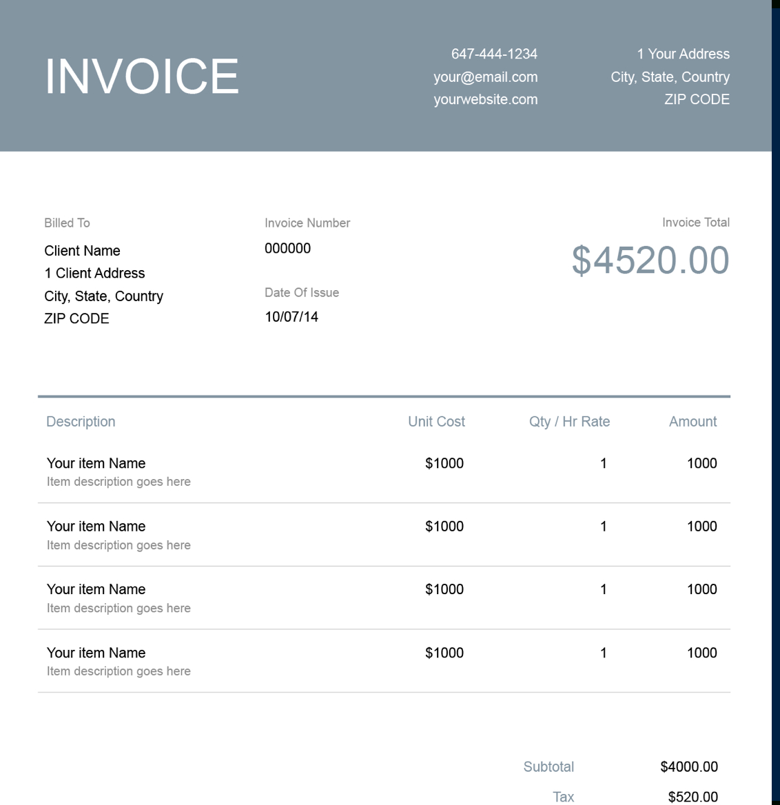 Google Docs Template | Free Download | Send In Minutes Pertaining To Google Doc Invoice Template