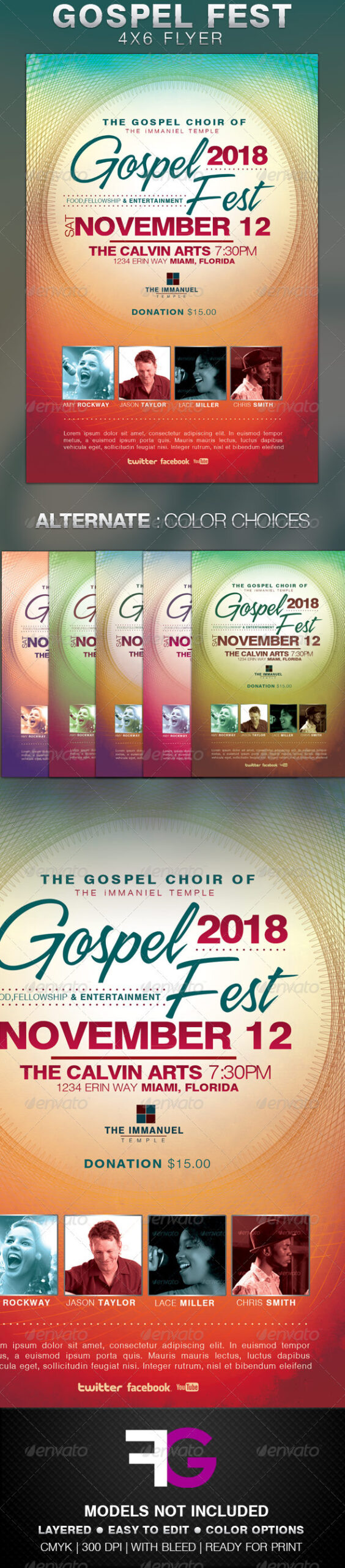 Gospel Concert Flyer Graphics, Designs & Templates With Gospel Flyer Template