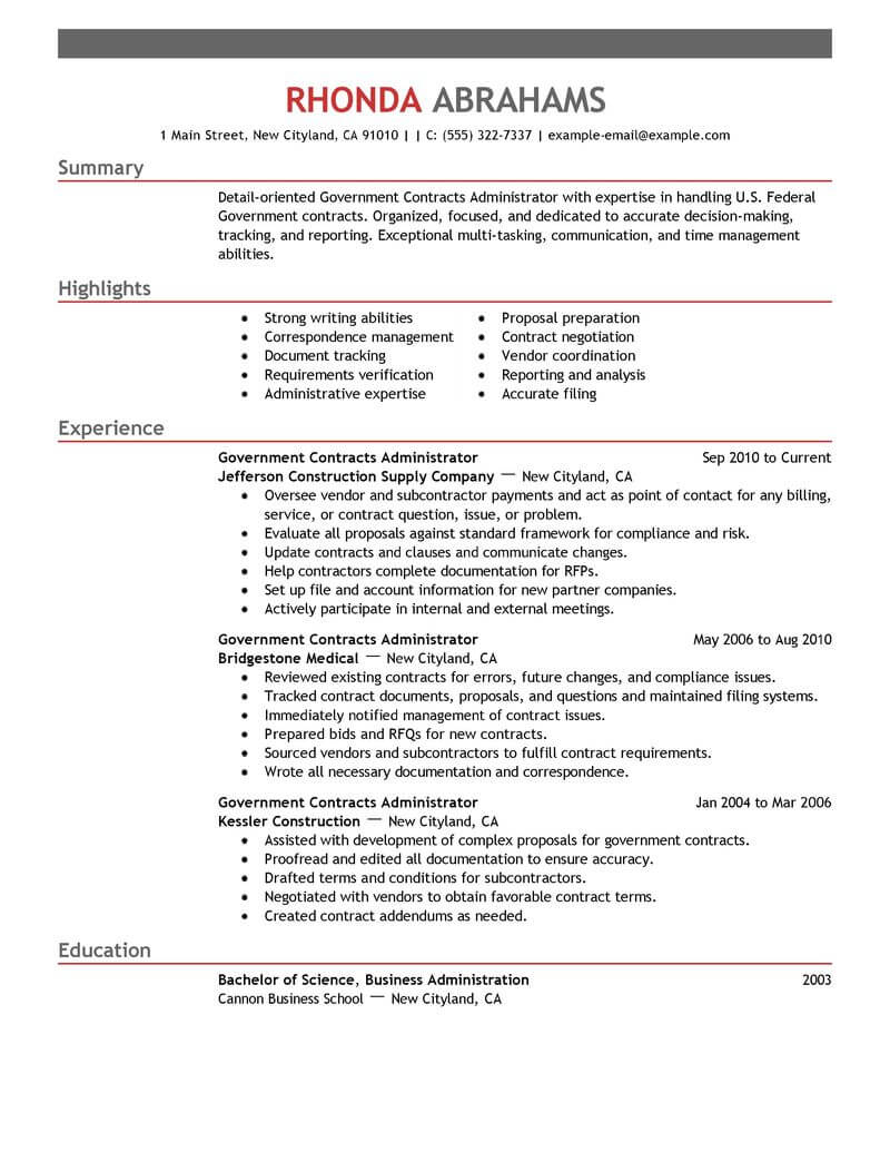 Government Resume Template For Microsoft Word | Livecareer Intended For Government Proposal Template