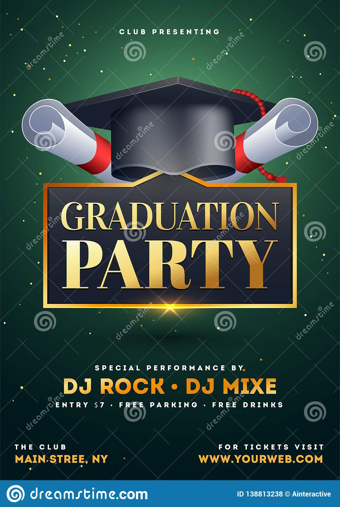 Graduation Party Template Or Flyer Design With Illustration Within Graduation Party Flyer Template