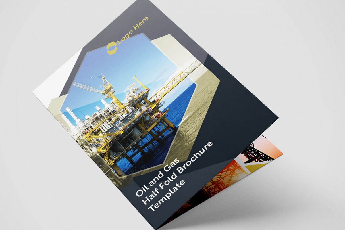 Half Fold Oil And Gas Brochure Template In Half Fold Menu Template