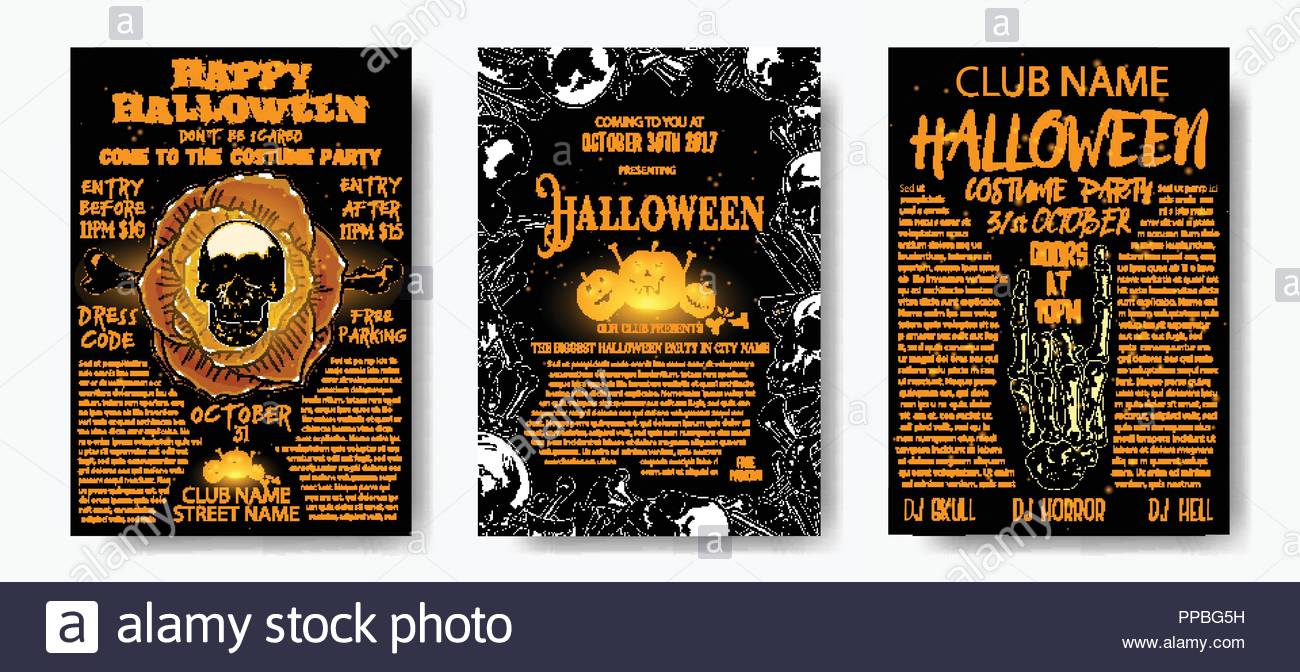 Halloween Costume Party Invitation And Greeting Card Set Pertaining To Halloween Costume Party Flyer Templates