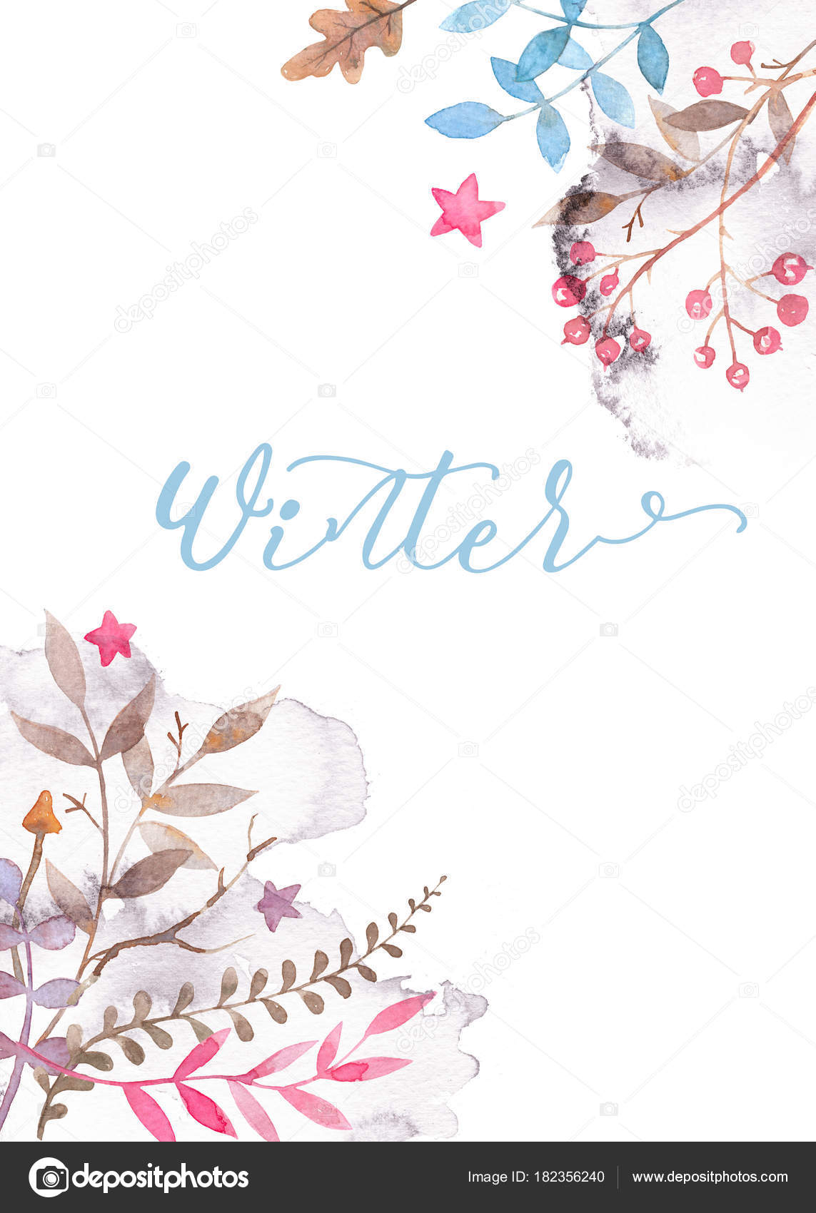 Hand Drawn Watercolor Greeting Card Template With Floral Within Greeting Card Layout Templates