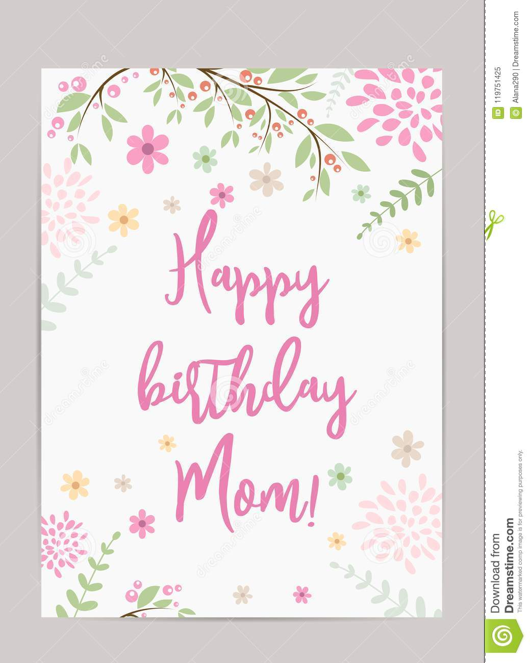Happy Birthday Mom! Greeting Card Stock Vector Intended For Mom Birthday Card Template