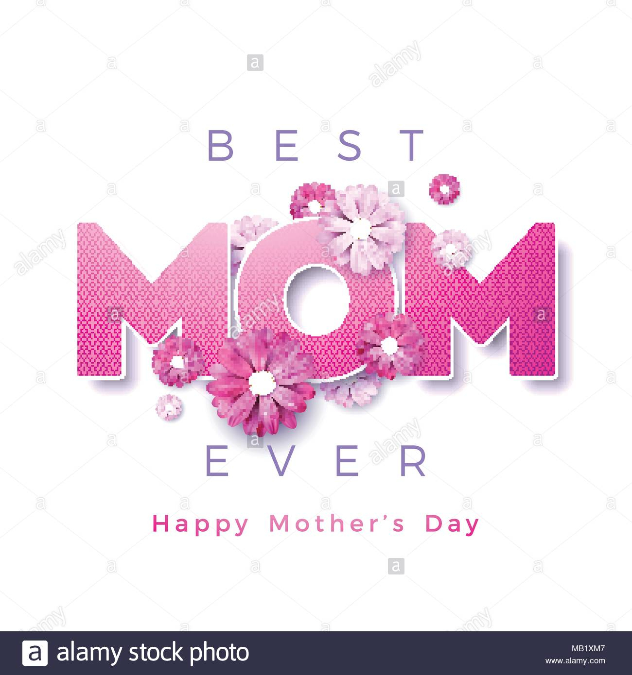 Happy Mothers Day Greeting Card Design With Flower And Best Intended For Mom Birthday Card Template