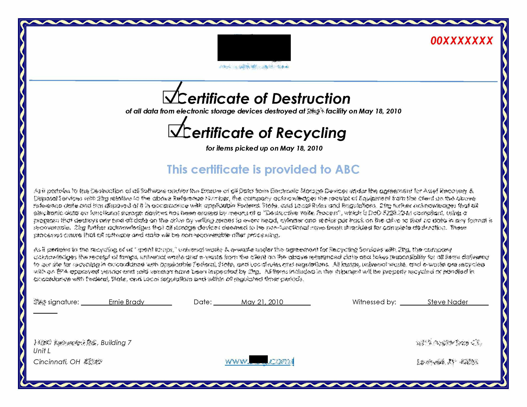 Hard Drive Destruction Certificate Template ] - Destruction Pertaining To Hard Drive Destruction Certificate Template
