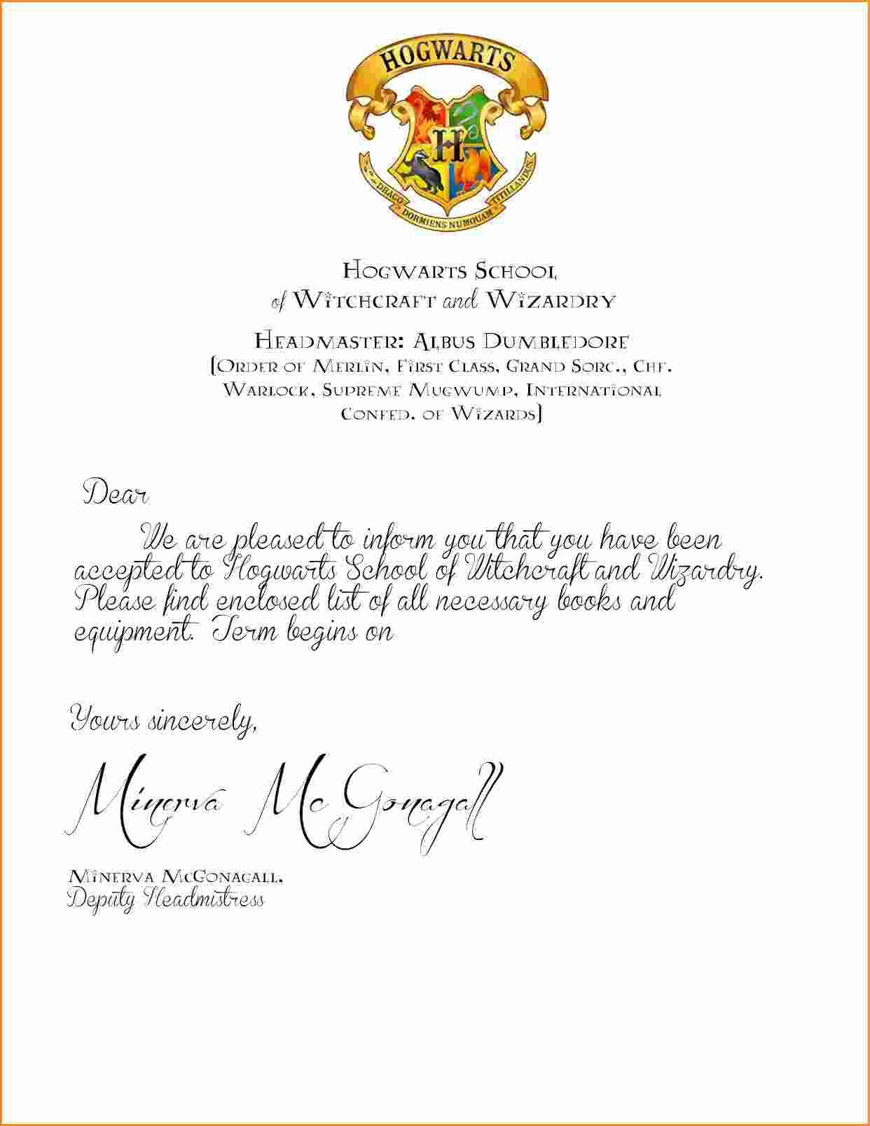 Harry Potter Acceptance Letter Envelope Template Printable With Regard To Harry Potter Certificate Template