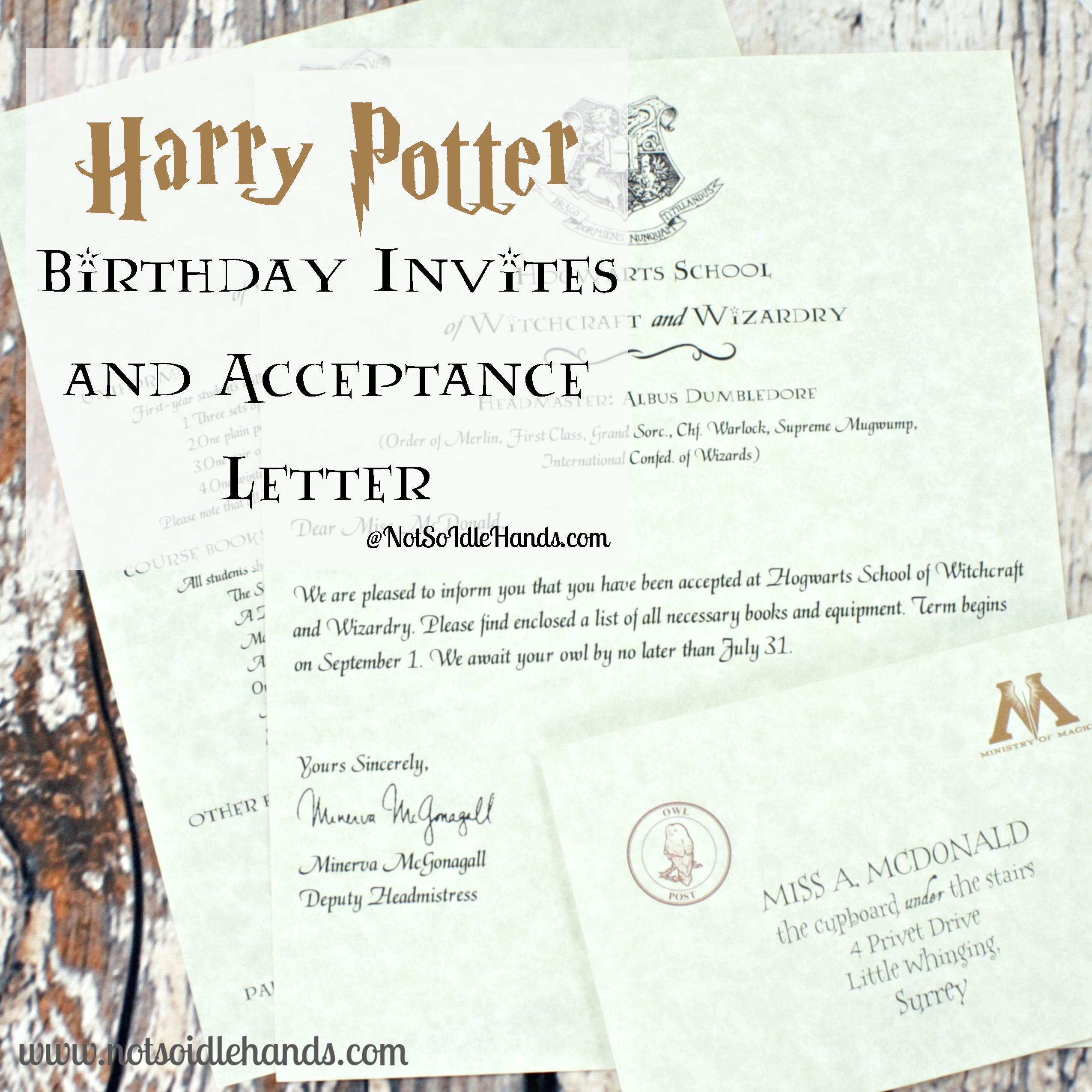 Harry Potter Birthday Invitations And Authentic Acceptance Throughout Harry Potter Certificate Template