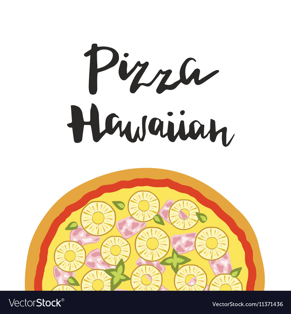 Hawaiian Pizza And Hand With Hawaiian Menu Template