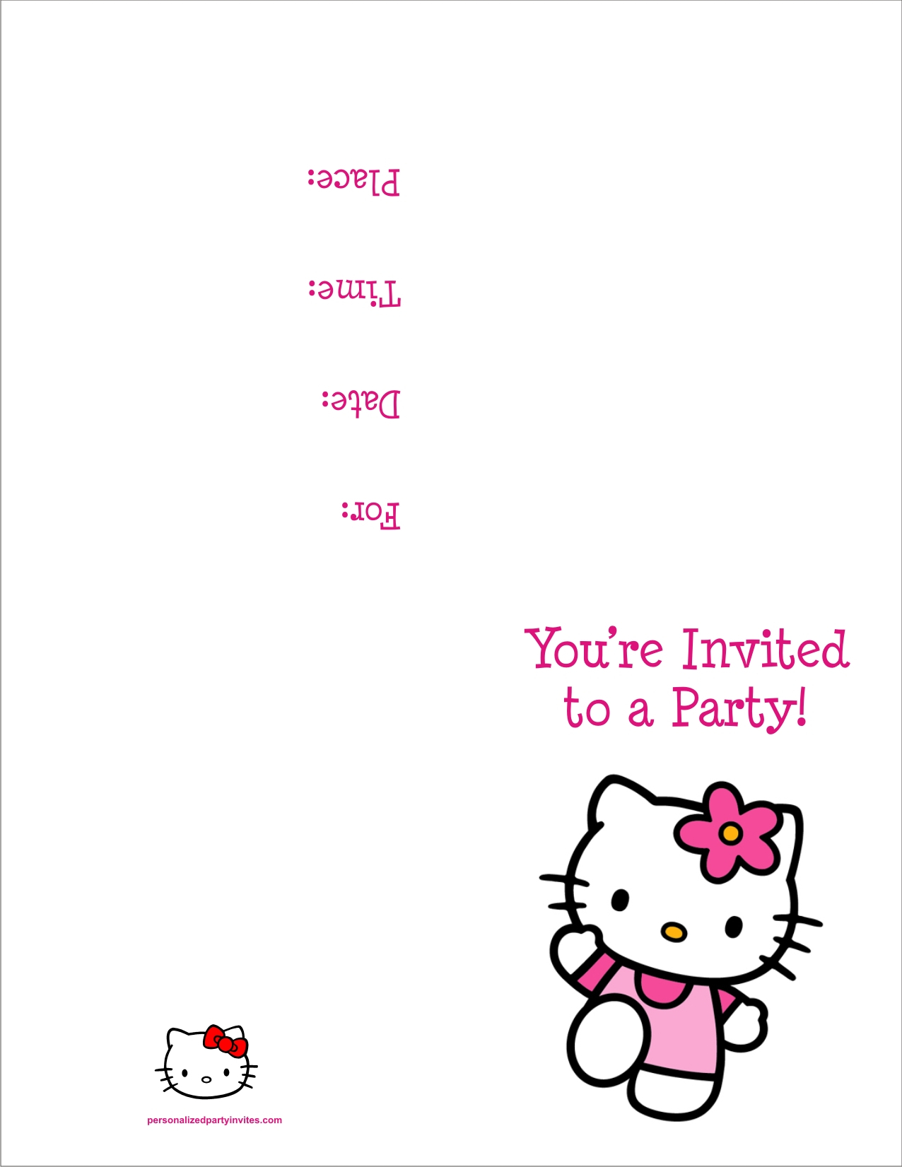 Hello Kitty Free Printable Birthday Party Invitation Inside Hello Kitty Birthday Card Template Free