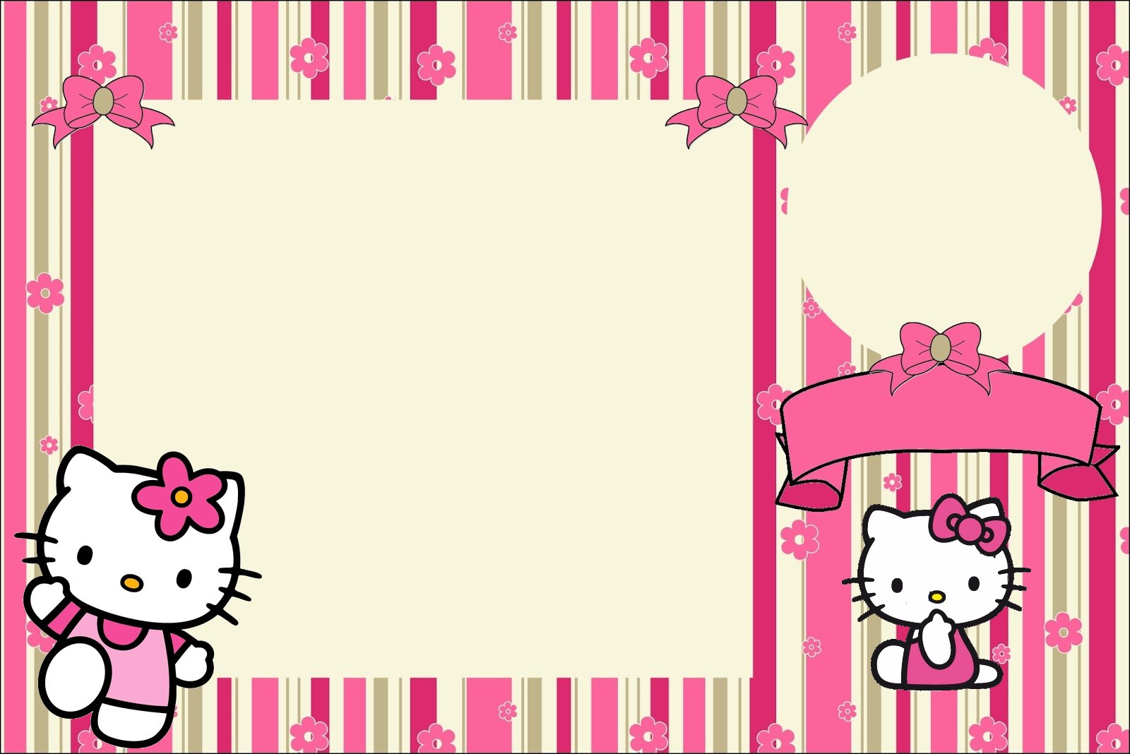 Hello Kitty With Flowers: Free Printable Invitations. – Oh Throughout Hello Kitty Birthday Banner Template Free