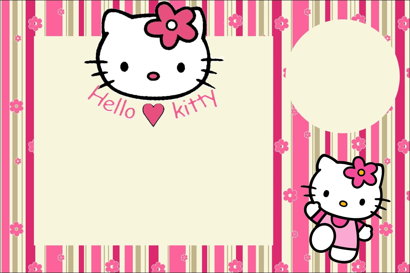 Hello Kitty With Flowers: Free Printable Invitations. – Oh With Regard To Hello Kitty Birthday Card Template Free