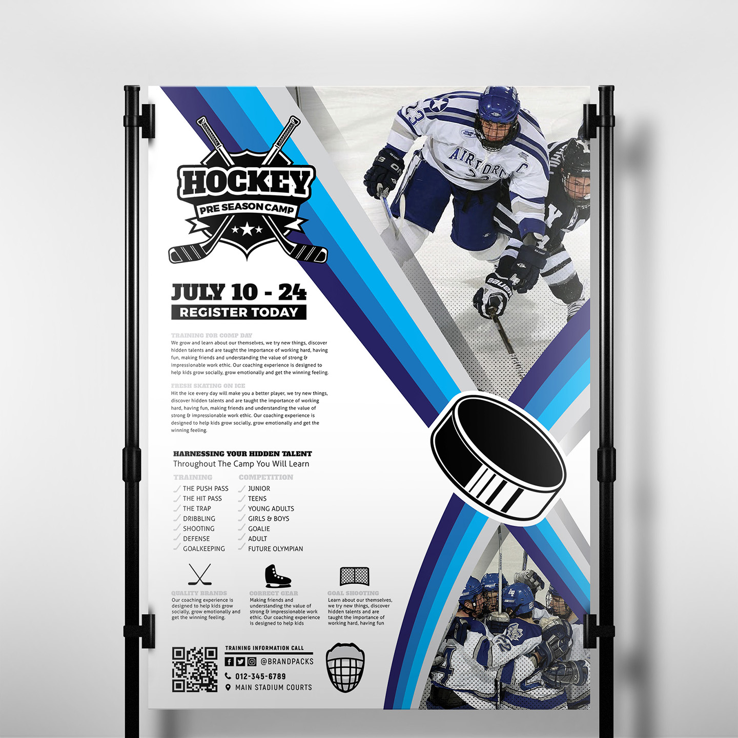 Hockey Club Poster Template In Psd, Ai & Vector - Brandpacks Within Hockey Flyer Template