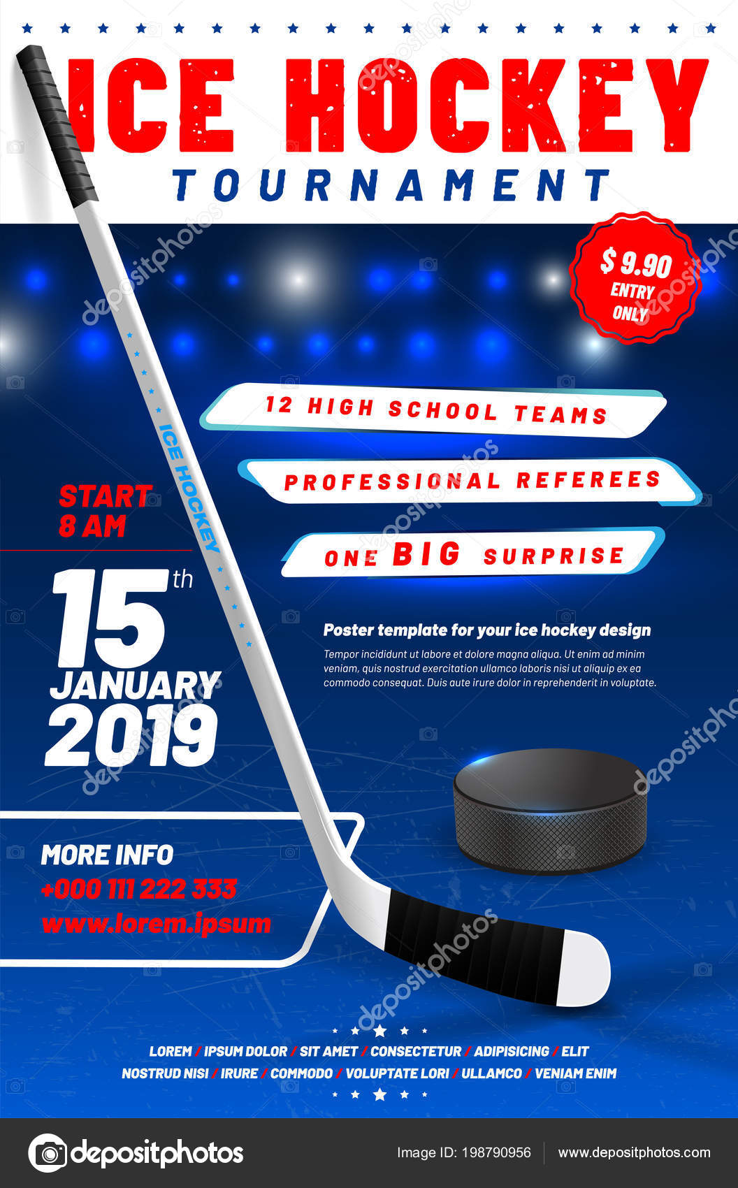 Hockey Tournament Poster | Ice Hockey Tournament Poster With Hockey Flyer Template