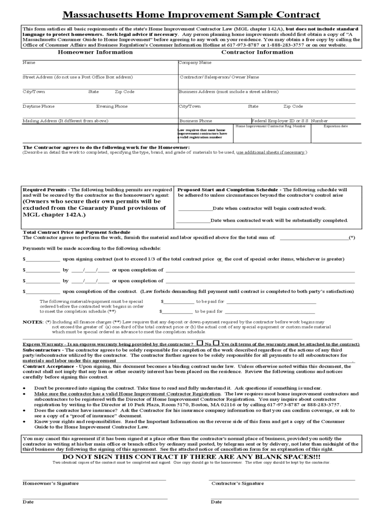 Home Improvement Contract Template – 3 Free Templates In Pdf For Home Improvement Contract Template