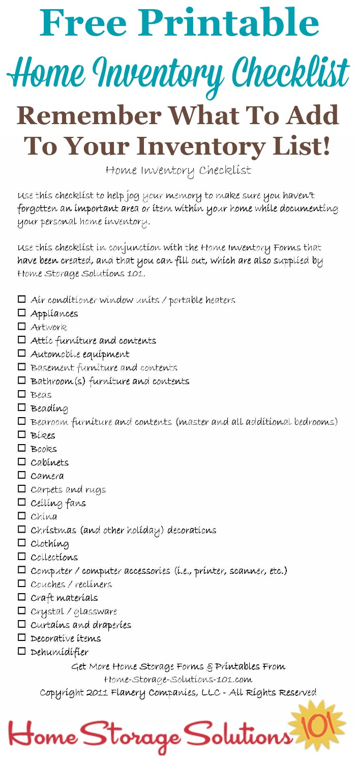 Home Inventory Checklist – Colona.rsd7 In Insurance Inventory List Template