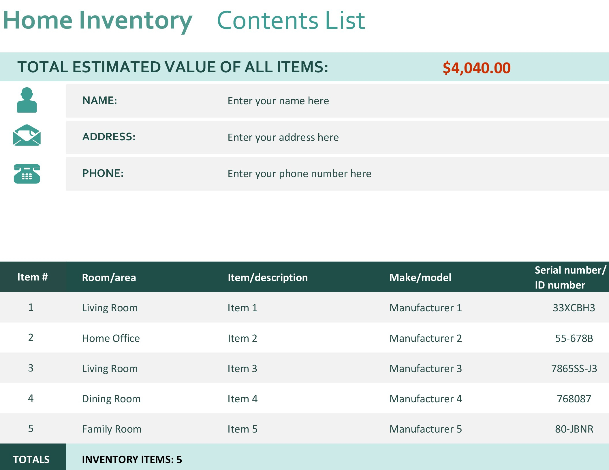 Home Inventory Within Insurance Inventory List Template