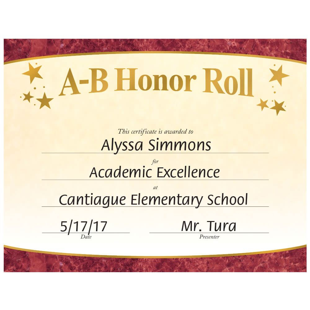 Honor Roll Certificate – Colona.rsd7 With Regard To Honor Roll ...