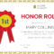 Honor Roll Certificate Template in Honor Roll Certificate Template