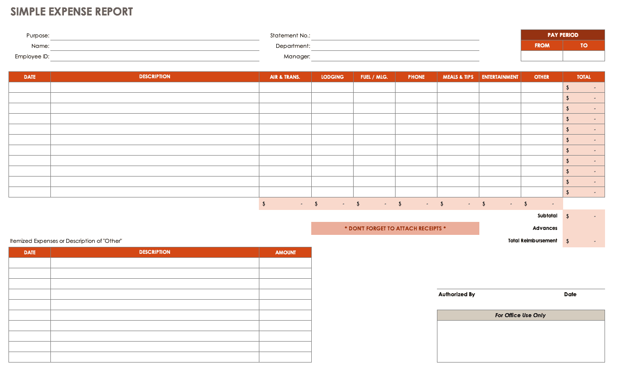 Hotel Expense Report Template - Colona.rsd7 For Microsoft Word Expense Report Template