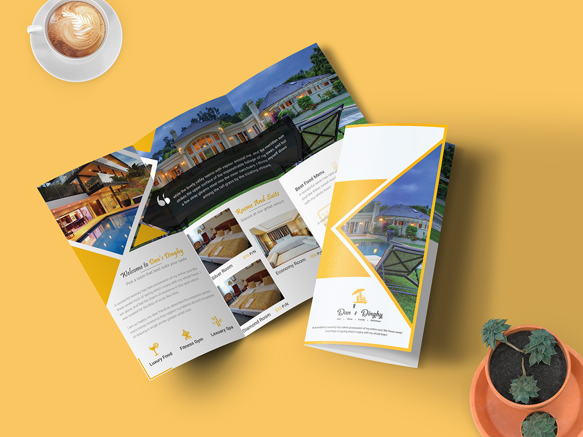Hotel & Resort – Bifold Brochure Template – Uplabs Within Hotel Brochure Design Templates