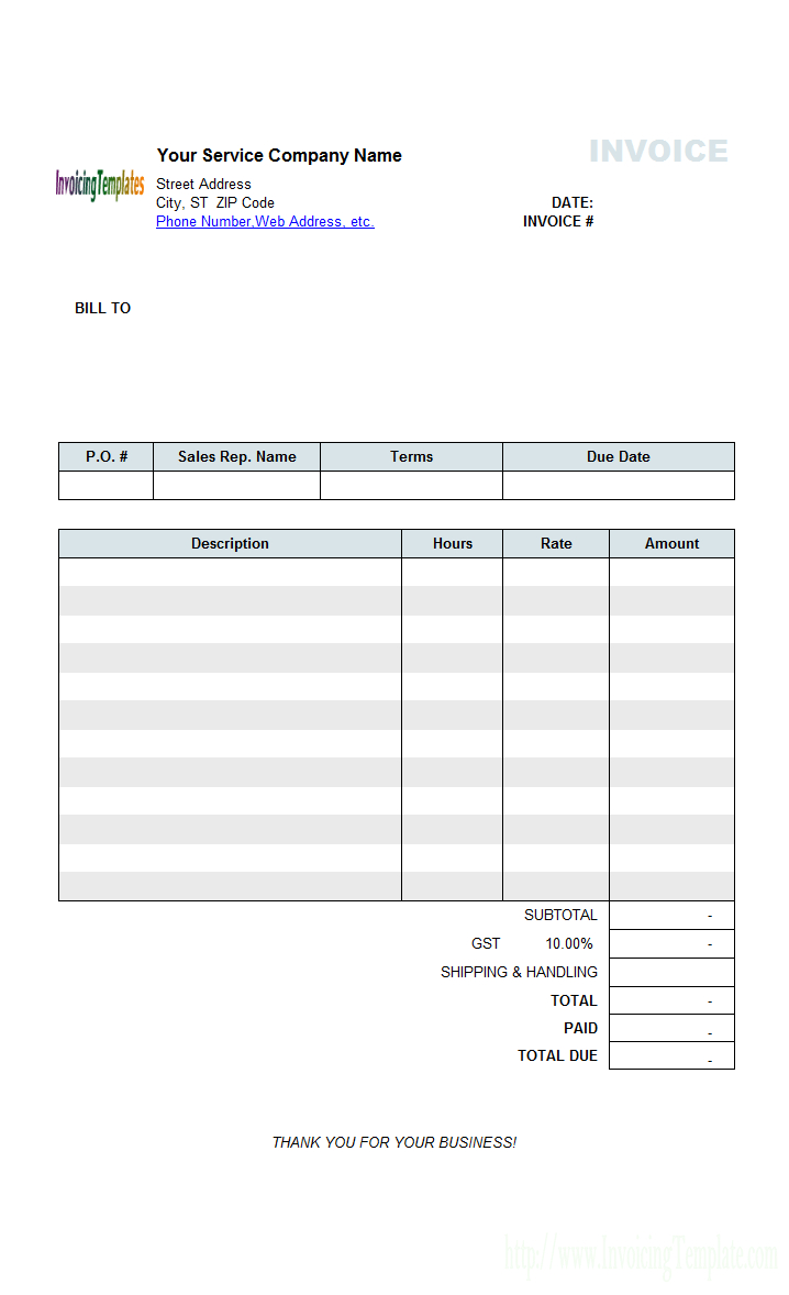 Hourly Service Billing Sample Inside Invoice Template For Dj Services