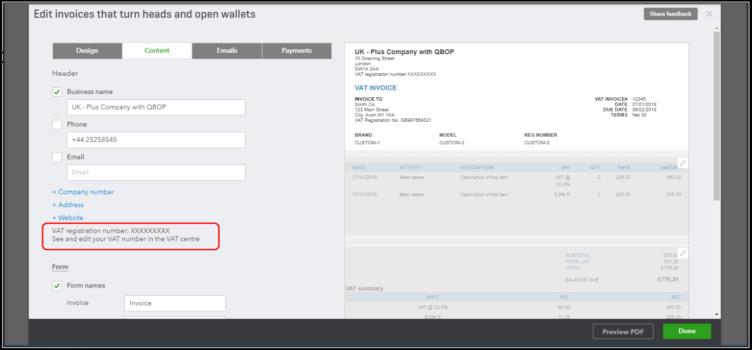 How Do I Add Vat Number To Invoice Inside How To Edit Quickbooks Invoice Template Best