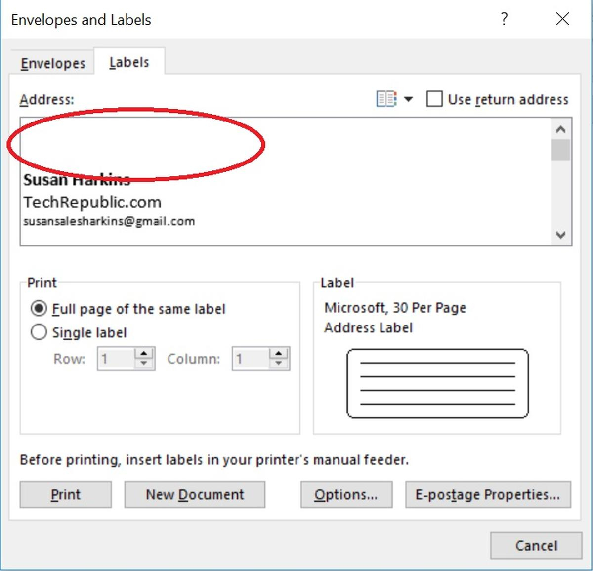 How To Insert Graphics Into Word Label Documents – Techrepublic With Regard To Microsoft Word 2010 Label Templates
