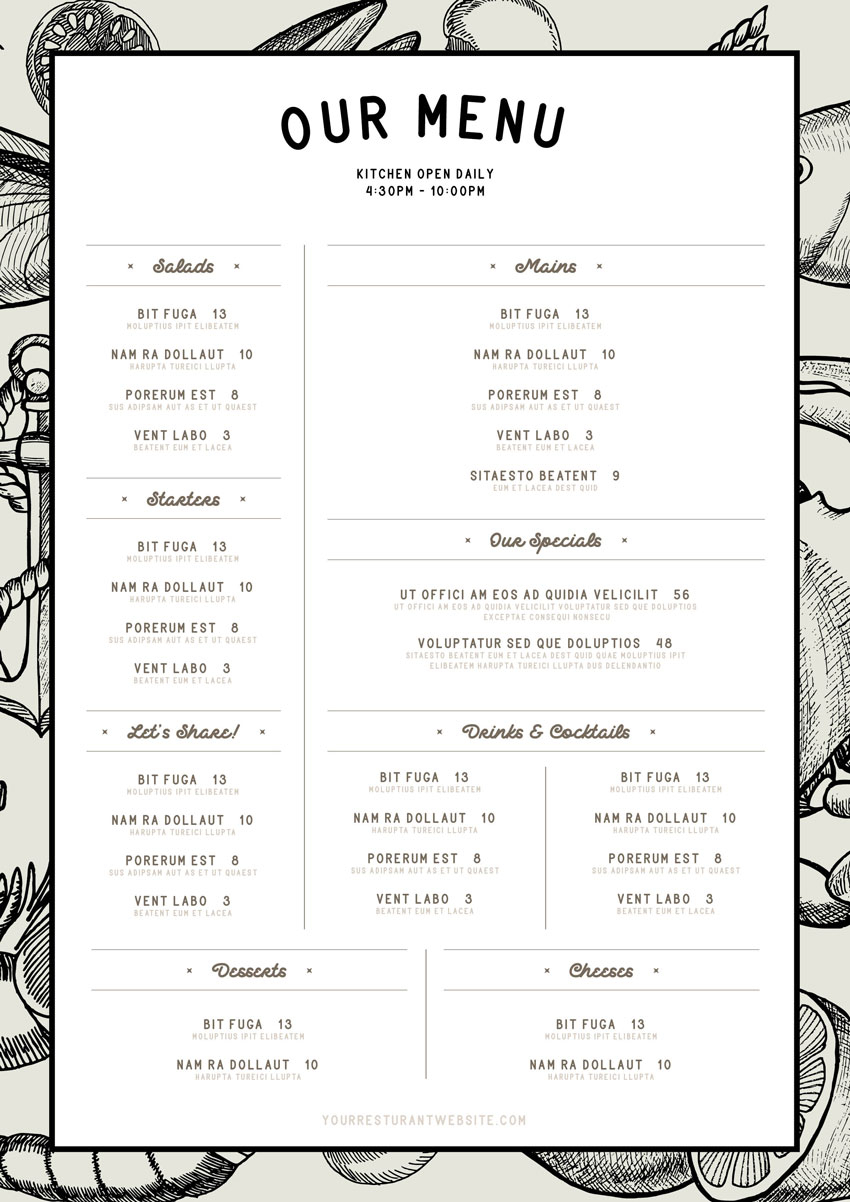 How To Make A Restaurant Menu Template In Indesign Within Menu Template Indesign Free
