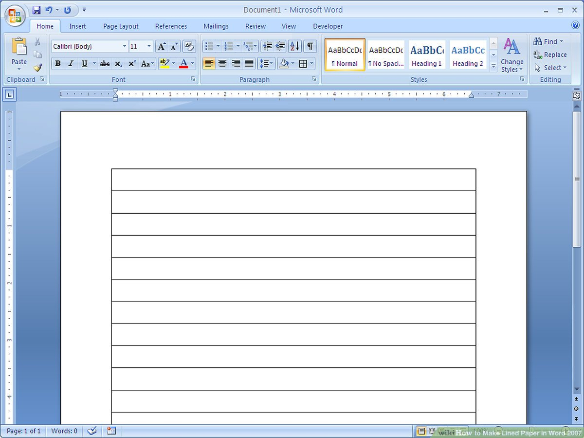 How To Make Lined Paper In Word 2007: 4 Steps (With Pictures) Regarding Notebook Paper Template For Word