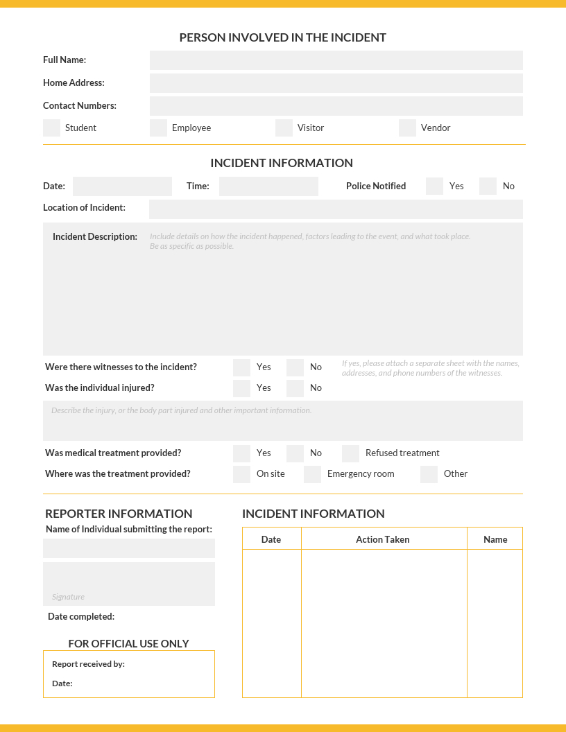 How To Write An Effective Incident Report [Examples + In Hazard Incident Report Form Template