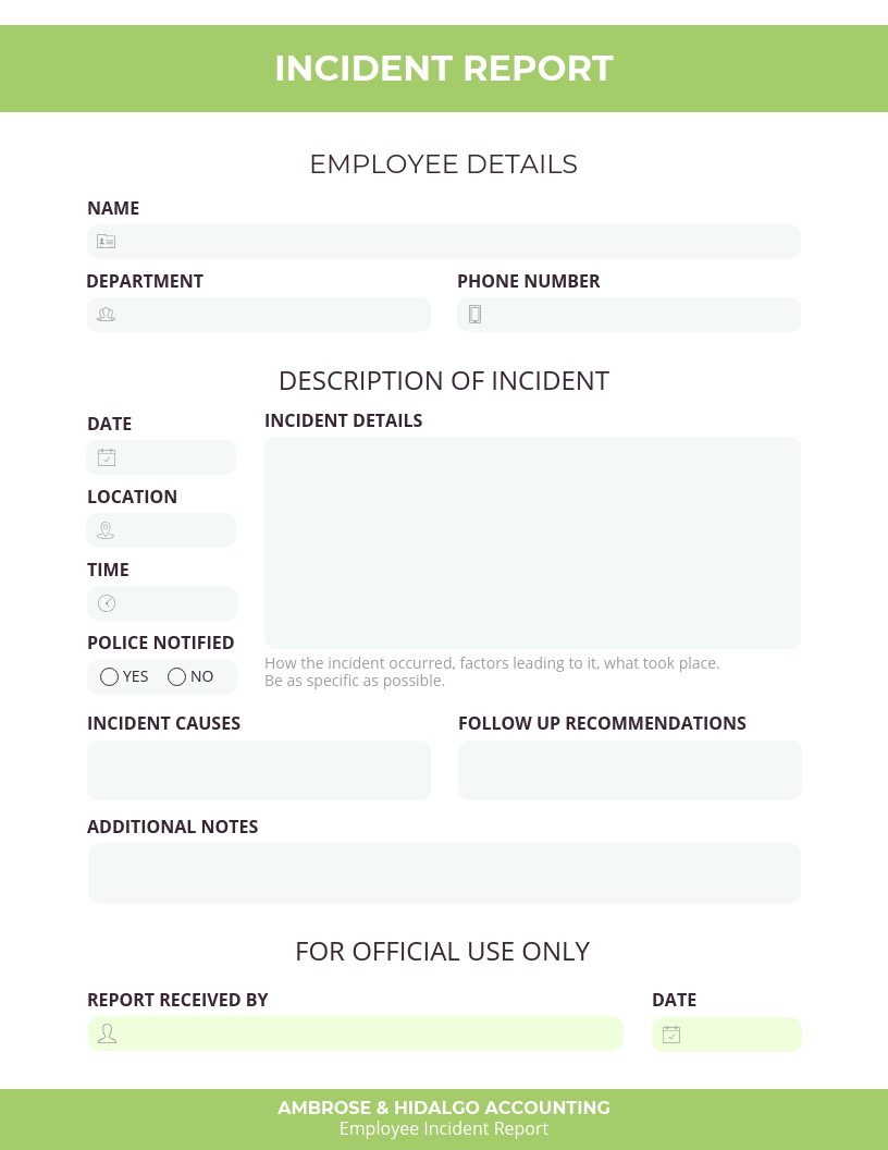 How To Write An Effective Incident Report [Examples + Pertaining To Incident Report Form Template Doc
