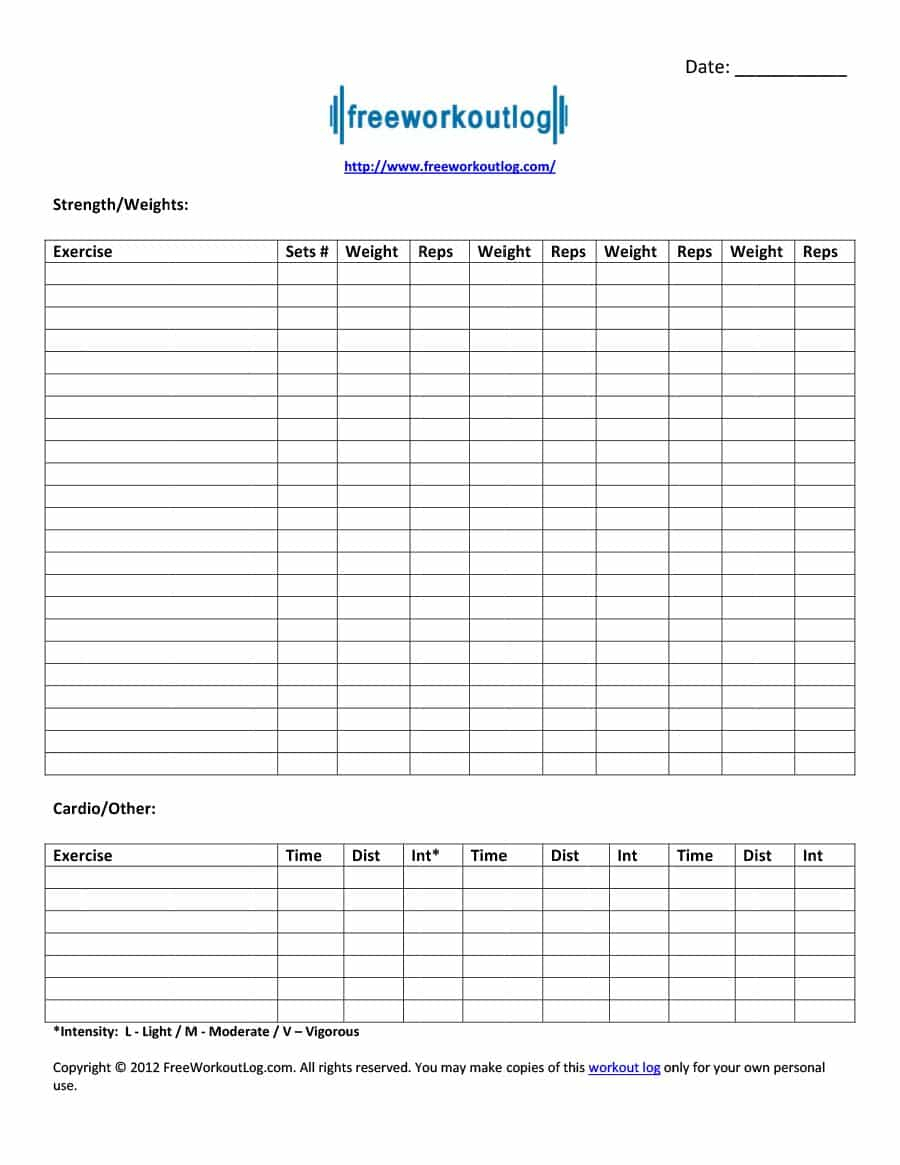 Hseep Exercise Planning Checklist Workout Effective Log With Regard To Hseep Templates