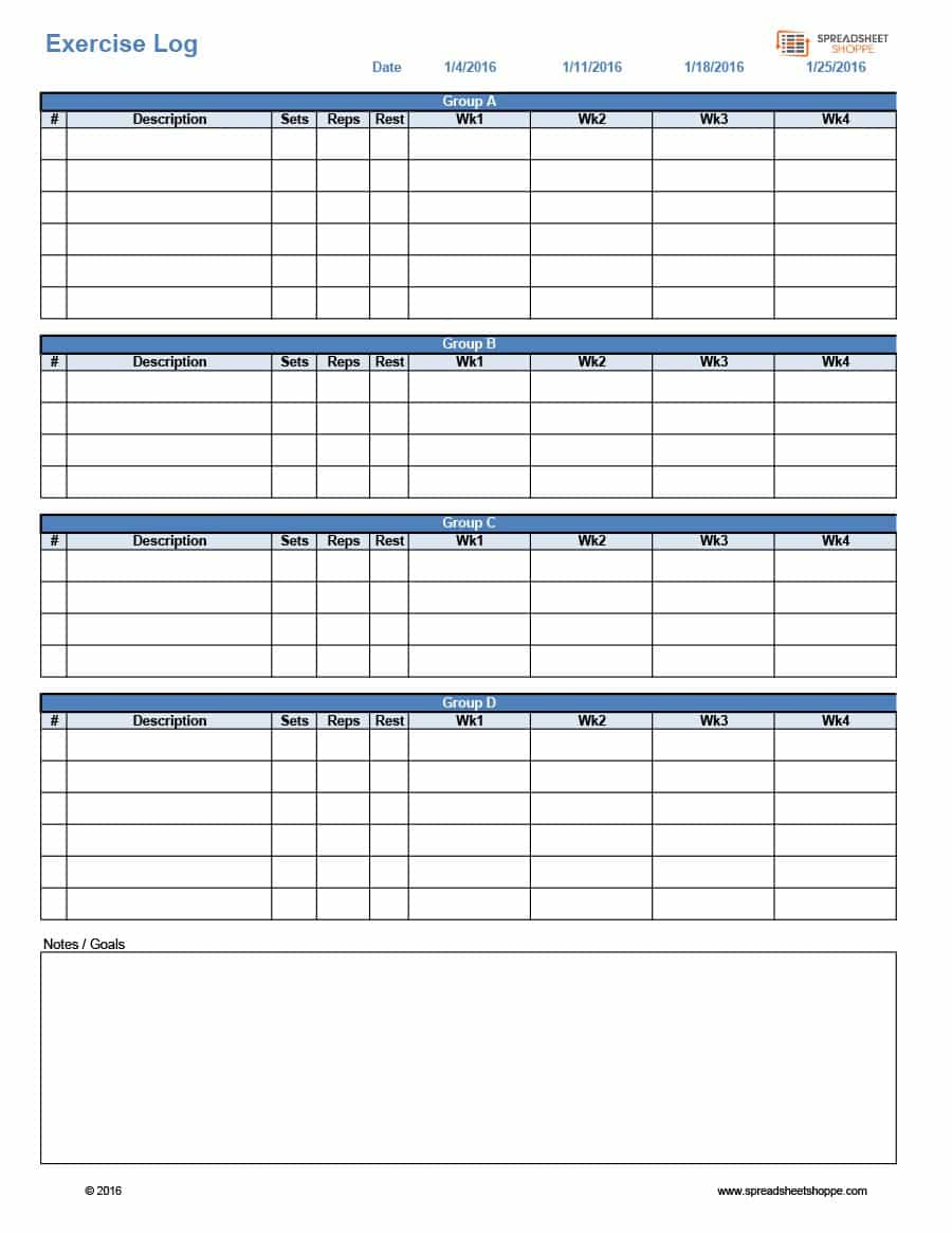 Hseep Exercise Planning Checklist Workout Plan Effective Log Intended For Hseep Templates