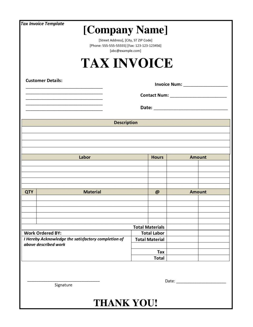 Ic Rental Invoice Template Word Gst Format File Document Throughout Labor Invoice Template Word