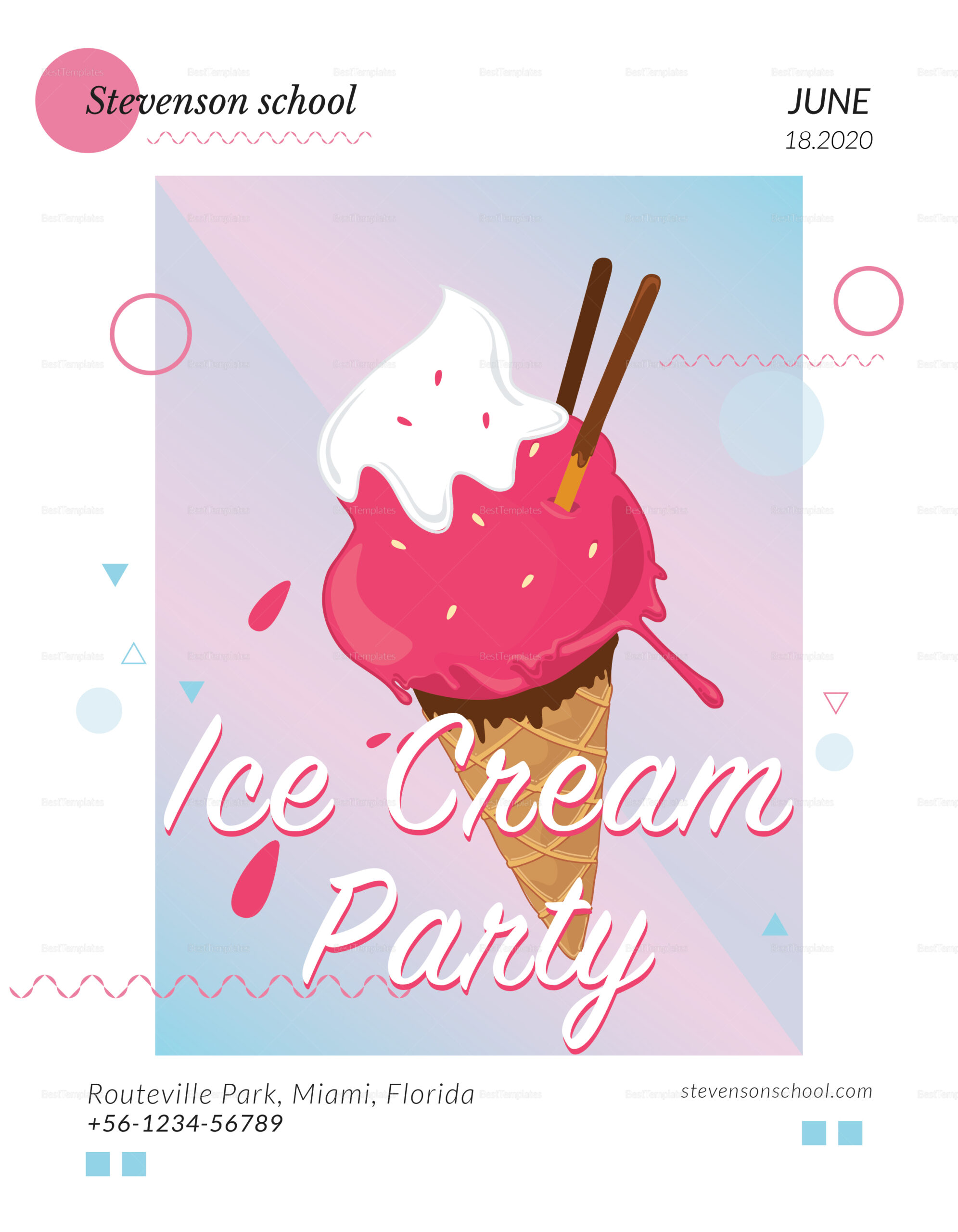 Ice Cream Party Flyer Template With Ice Cream Party Flyer Template
