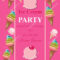 Ice Cream Party Invitation Cards | Ice Cream Pink Party For Ice Cream Party Flyer Template