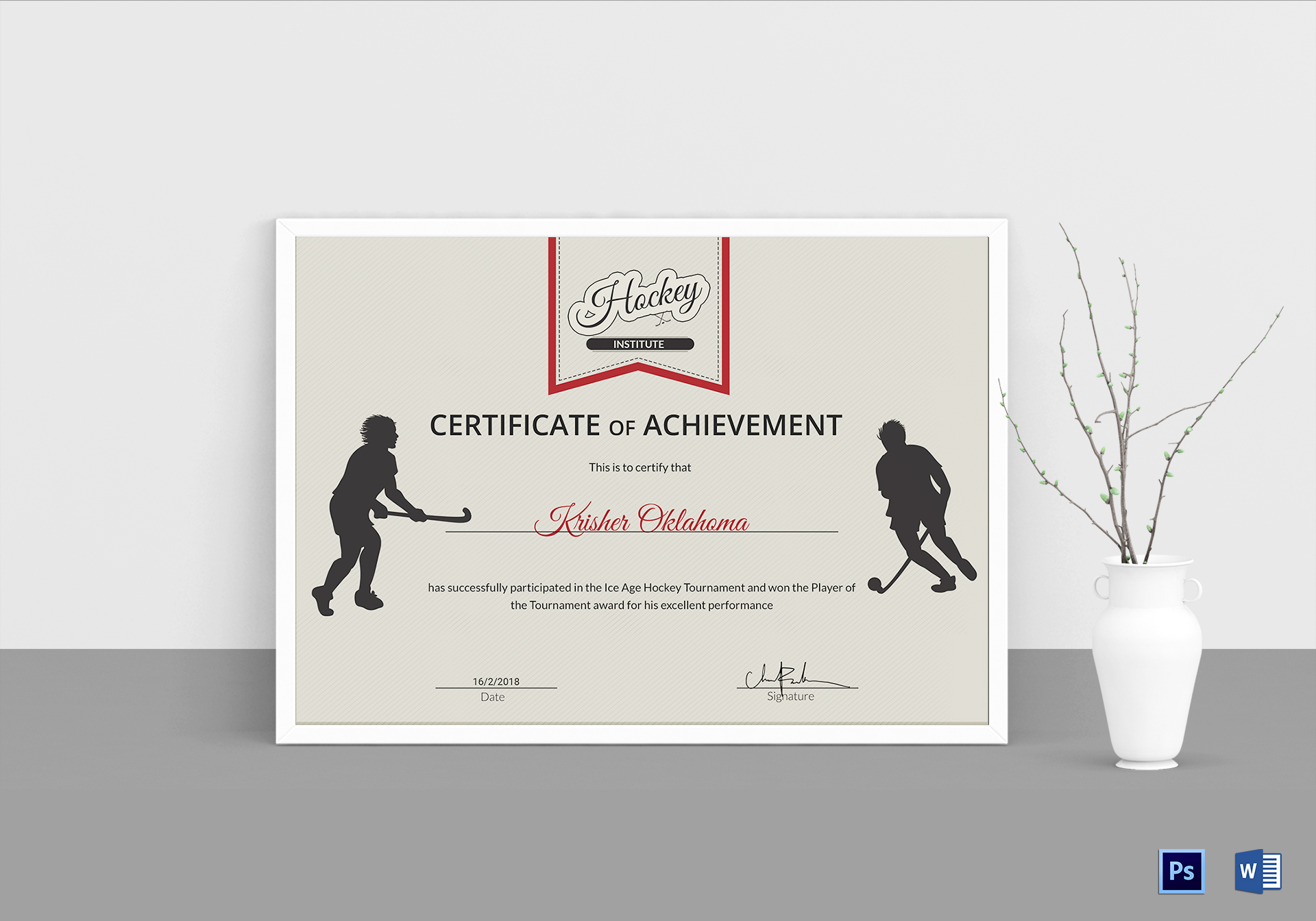 Ice Hockey Achievement Certificate Template Regarding Hockey Certificate Templates