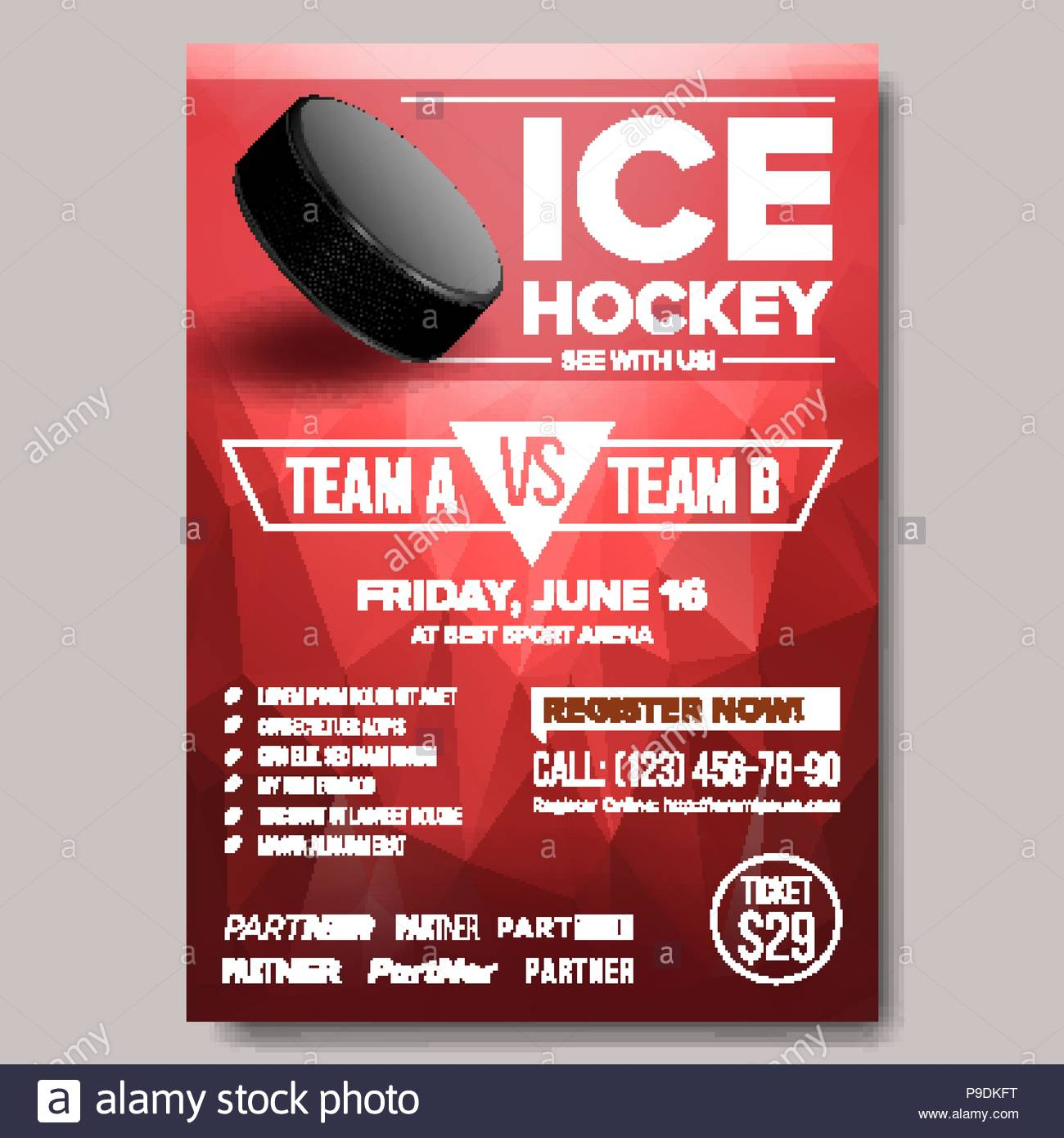 Ice Hockey Poster Vector. Ice Hockey Puck. Vertical Design Pertaining To Hockey Flyer Template