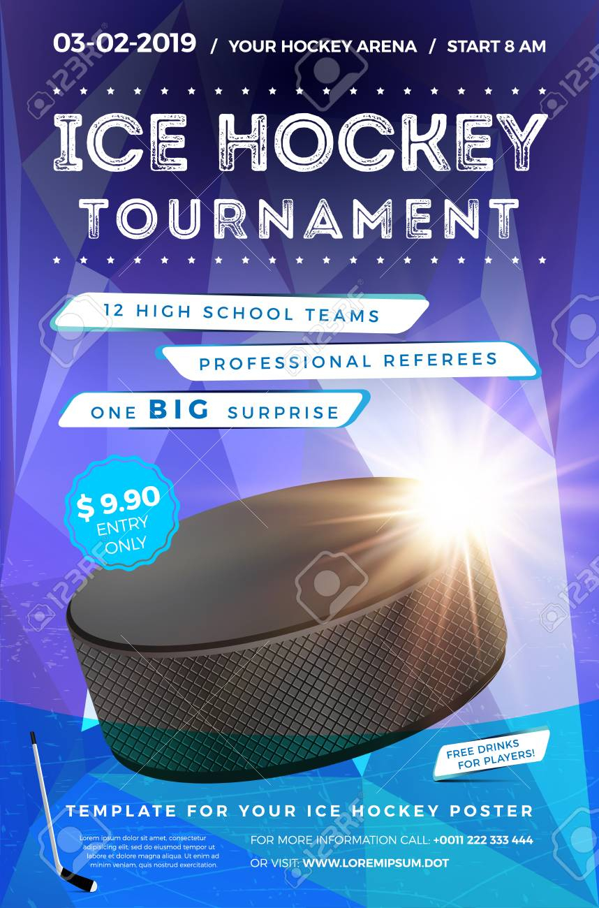 Ice Hockey Tournament Poster Template With Sample Text In Separate.. Within Hockey Flyer Template